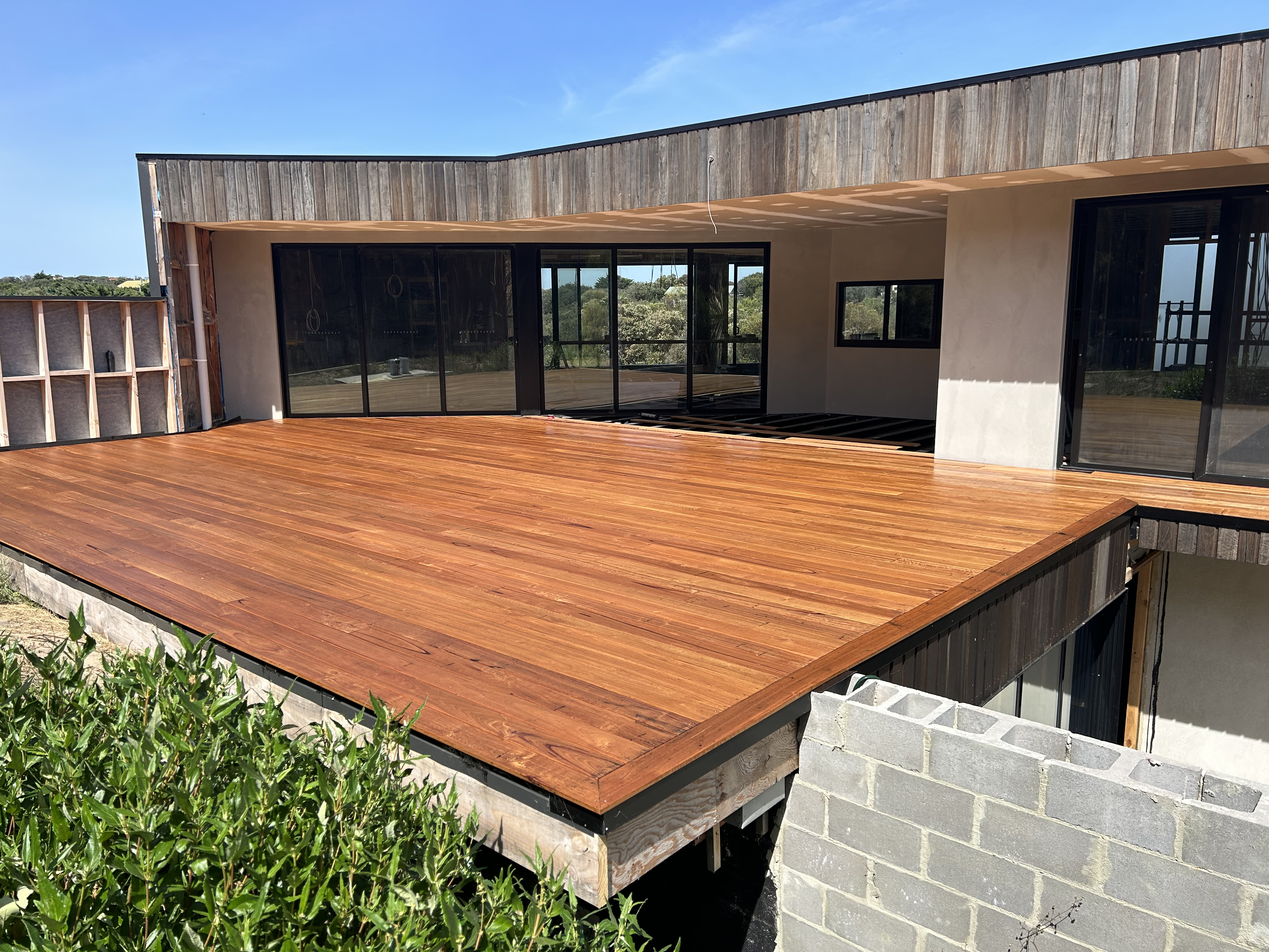 Deck laying and staining prep
